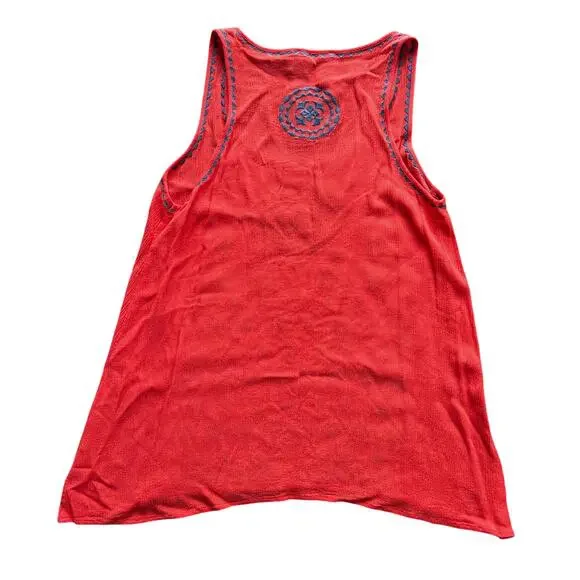 THML Boho Embroidered Medallion Tank Top Coral Pink | Women’s Small - Picture 2 of 4